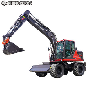 XN120W wheel excavator with wood grapple