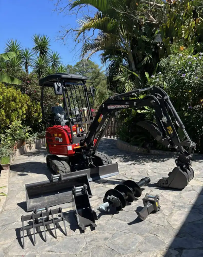 New mini excavator ready for delivery at dealer lot