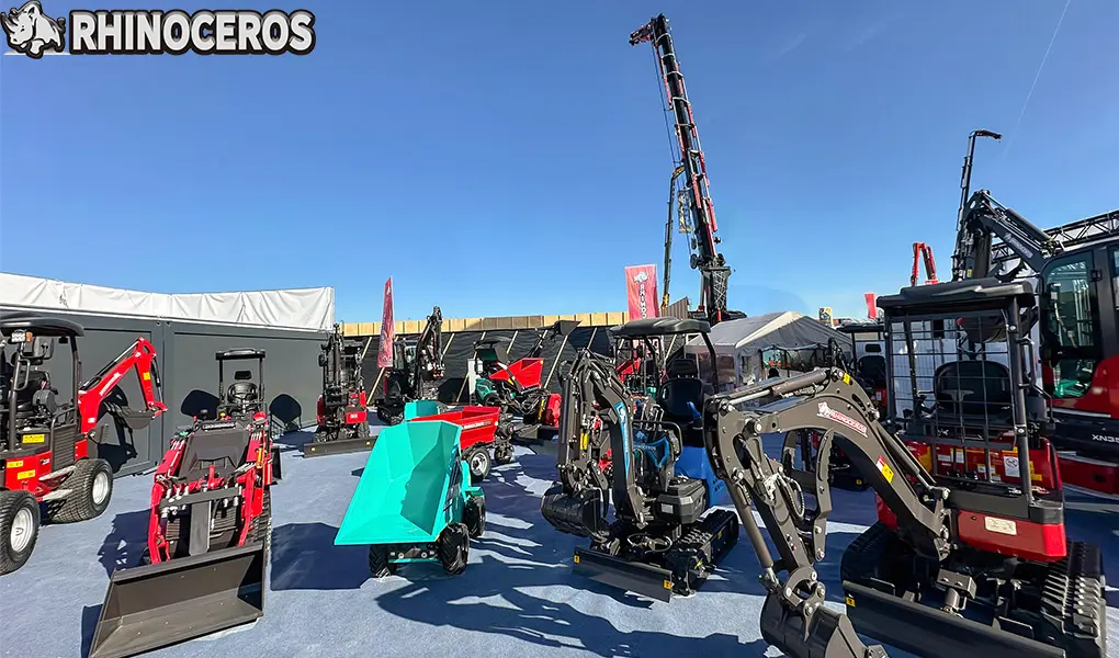 Rhinoceros Bauma 2025 lineup Rhinoceros mini excavator and electric loader lineup on display at Bauma 2025